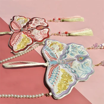 2020 națională chineză stil hanfu chinezesc de lux fluture două laterale broderie ciucure pearl lanț de saci de umăr, crossbody sac
