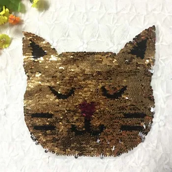 2017 Fierbinte Vinde Cat Reversibile Schimba Culoarea Paiete Coase Pe Patch-uri pentru Haine DIY Patch Aplicatiile Sac de Haine de Blana de Artizanat