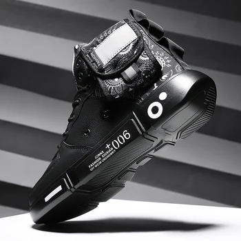 2020 Toamna Barbati High Top Casual Pantofi De Designer De Bărbați Pantofi Plat Negru Bej Băiat Încălțăminte Ieftine Pu Piele Barbati Pantofi