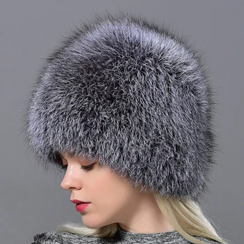 Caciula De Iarna Caciula De Blana Pentru Femei Fox Knit Beanie Hat Doamna Zăpadă Iarna Capac De Lux Brand De Pălării