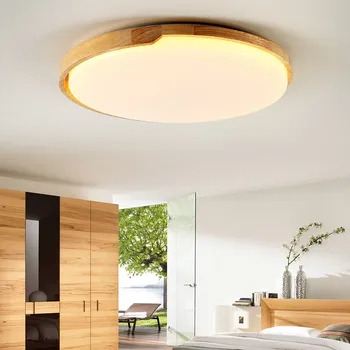 Nordic Lumini Plafon personalitate creatoare din lemn masiv lampă ultra subțire rotund led cameră dormitor cu montare pe tavan led LU821389