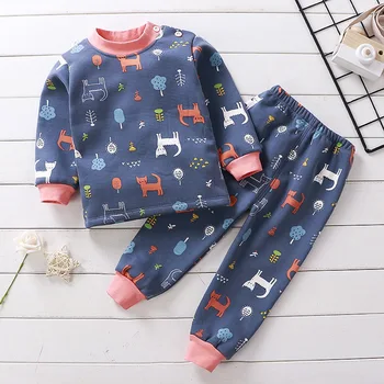 Iarna Copii Seturi De Îmbrăcăminte De Lână Cald Pijamale Pentru Fete Baieti Îngroșa Dinozaur Copii Pijamale Copii Lenjerie De Corp Termică Pijamale