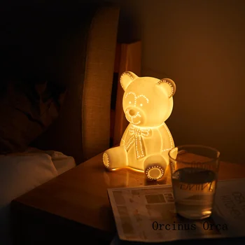 Desene animate Creative Urs Lampă de Masă Dormitor Lampa de pe Noptiera din Camera Copiilor Nordic Modern, Simplu Animal Ceramice LED Lampă de Masă
