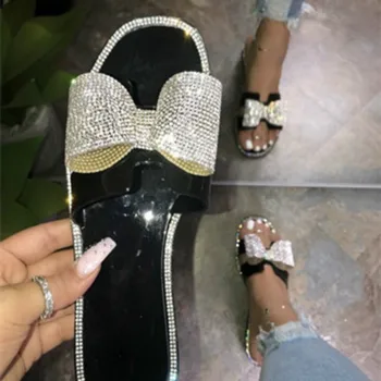 2021 Femei Brand Vara Slide-uri de Înaltă Calitate sandale Casual Plat Femeie Papuci de Plajă Feminin Flip Flops PVC Cristal Diapozitive