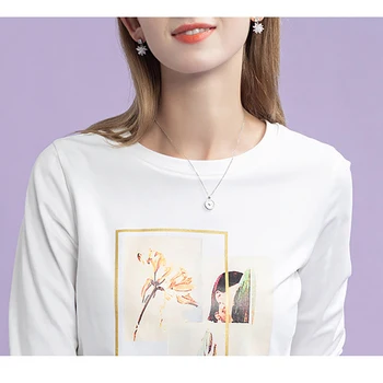 Shintimes Floral Print T Camasa Femei Bumbac T-Shirt Cu Maneci Lungi 2020 Toamna Topuri De Femei De Moda Coreeană Tricou Tricou Femme