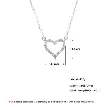 Chandler Argint Culoare Cristal CZ Dragoste Inima Pandantiv Coliere Pentru Iubita Cadou Declarație Lanț Lung de Cuplu Romantic Bijuterii