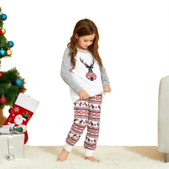 Părinții și Copiii Familiei Potrivesc Tinutele de Crăciun Tricouri și Pantaloni 2 Bucata Set sau 3pcs Copilul Romper Suit Homewear Costume Xmas