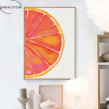 OKHOTCN Orange Nu Încadrată Nordic Panza Pictura Poster Acuarelă Printuri de Imagine Orange Panza Pictura Pentru Copii, Decor Camera