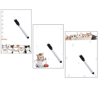 Uscat ștergeți Tablă Magnetică Albă Bord pentru Magnet de Frigider Autocolant Planificator Săptămânal Câine Drăguț Pisica de Imprimare Mesaj de Bord planșă de Scriere
