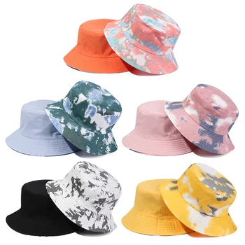 1 BUC Unisex de Culoare Curcubeu Găleată Pălărie de Bumbac Pliabil față-Verso Pescar Capac Femei Bărbați în aer liber protecție Solară Pliabilă Hip hop Pălărie