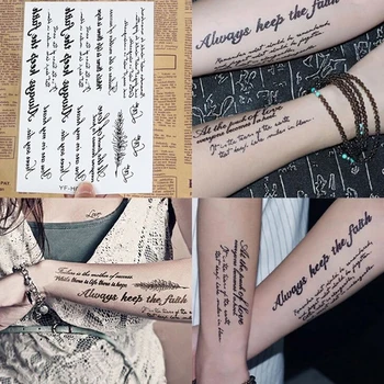 1 Foaie Temporară Cuvânt În Limba Engleză Impermeabil Pentru Tatuaje Temporare Autocolante Tatuaj Litere Negre Pene De Arta Corp Tatuaje Autocolant