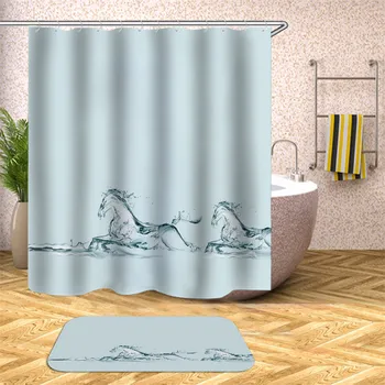 Solid de culoare tipărite impermeabil perdea de duș din poliester țesute perdea de duș pentru decoratiuni perdele cu 12 carlige