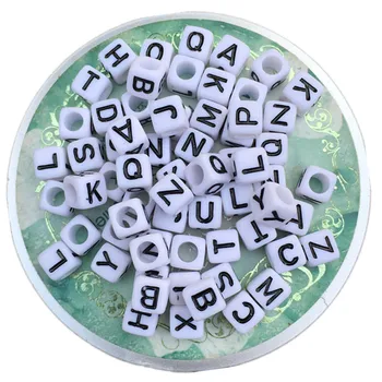 Prețul cu ridicata Arylic Scrisoare Margele Singur Inițială C Imprimare Alb cu Negru Culori Metru Cub de Plastic Literele Alfabetului Margele