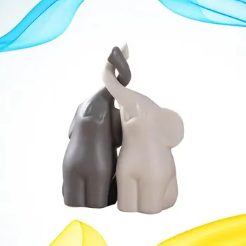 2 buc Ceramice Elefant Cupluri Figurine Miniaturi de Animale Ornamente pentru Camera de zi TV Cabinet - Size