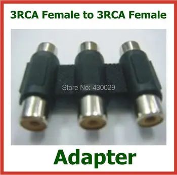500pcs Adaptor 3RCA de sex Feminin la 3RCA de sex Feminin Extender Converter pentru AV Audio Video 3RCA Conector DHL Transport Gratuit