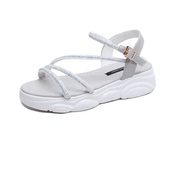Femei sandale 2019 moda vara gură de pește catarama cu pantofi doamnelor sandale plate Feminina casual, cu o grosime de pană pantofi 4cm