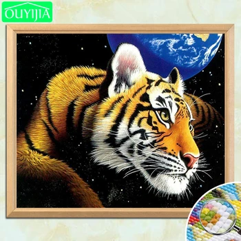 OUYIJIA Tigru Și Pământul 5D DIY Diamant Tabloul Complet Piața Diamant Broderie Pietre Decor Mozaic Pictura