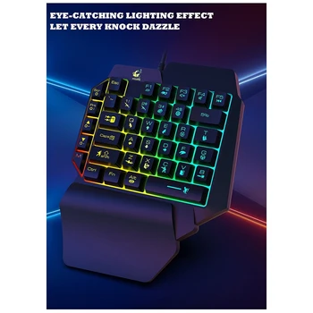 HOT-ZIYOU LANG K15 O singură mână Tastatură Tipa Keycap Versiune, 39-Cheie cu Fir Tastatură Mecanică de Gaming cu Iluminare LED
