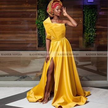 Timp Africane Galben Rochie De Seara Formale 2021 Asimetric Halat Serată Femme Vestidos Formales