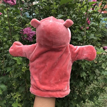 24cm Roșu ochi Mare Hippo Baby Marionete Mănuși Amuzante Copilului Jucării Bumbac Animale Zoo Mănușa Marionetă Deget SackChildren ziua de Pluș Jucărie