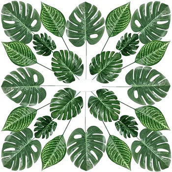 80 Bucăți 4 Tipuri Frunze de Palmier cu Tulpini Faux Frunze de Monstera Planta Tropicala Simulare Frunze de Frunze de Decoratiuni