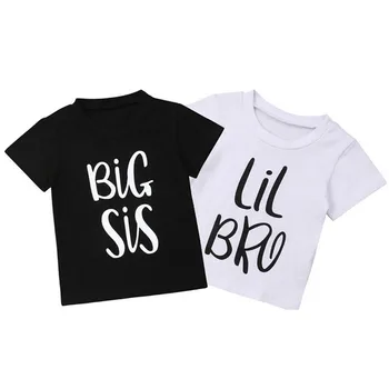 Baby Boy Fata de Vara din Bumbac T-shirt Sora mai Mare/Frate mai Mic de Potrivire Topuri 2019 Casual de Vara tricou Pentru Baieti Fete Trusouri