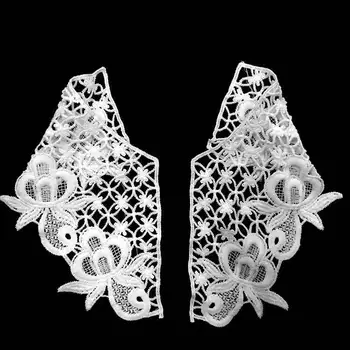 2 BUC Alb-Negru Flori 3D Broderie, Dantele Guler Trim Rochie de Seara Aplicatiile de Pe Haine Ornamente Pentru Consumabile de Cusut