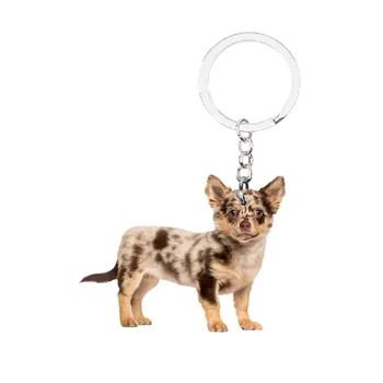 Câine Chihuahua Animal Breloc accesorii pentru cheile de la Mașină NU 3D kawaii farmec geanta barbati llaveros animale de Companie mai buni prieteni Cadou de lux plat sac