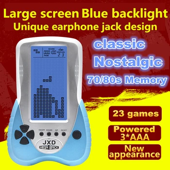 Noul ecran mare tetris joc consola albastru iluminare din spate mufă pentru căști built-in 23 de jocuri clasice de puzzle nostalgic copii cadou