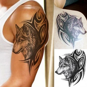 Lupul Autocolante Tatuaj Temporar rezistent la apa Femei Fals Mână Animale Tatuaje Bărbați Adulți Body Art 12X19cm