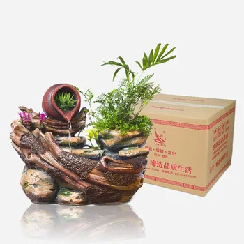 Micro Peisaj Decorative De Interior, Ghivece Cu Plante Suculente Mobilier Acasă Stânci Fântână De Apă Fengshui Rășină Decor S