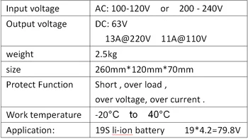 79.8 V 13A încărcător inteligent pentru 19S lipo/ litiu-Polimer/ pachet baterie Li-ion încărcător inteligent suport CC/CV modul 4.2 V*19=79.8 V