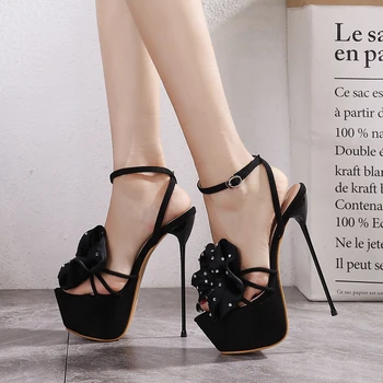 Femei pe Tocuri Înalte de Moda Noua de Pantofi Fierbinte de Vânzare-fluture nod Platforma Ultra Tocuri Curea Glezna Negru Solid de sex Feminin Pantofi