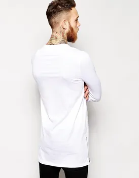 Supradimensionat Tricou Barbati din Bumbac om cămașă lungă New Sosire Hiphop Tricou Maneca Lunga T-shirt cu Fermoar Lateral Tricou Transport Gratuit