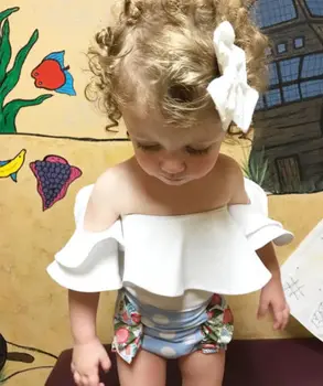 Destul De Nou-Născut Copilul Copil Fete Zburli Maneca Salopeta, Costume De Haine Tinutele De Vara Costume