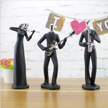 1 BUC Clasice Rășină de Culoare Neagră Muzica Om Figuri de Joc Chitara, Saxofon Statui Decor Acasă Păpuși Stil Modern Ornament