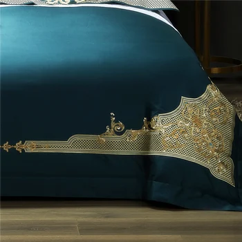 De lux 1000TC din Bumbac Egiptean Regal Set de lenjerie de Pat Europa Premium Broderie Chic Carpetă Acopere Foaie de Pat Set Regina King Size 4Piece