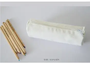 Stil japonez Rotund pânză albă cu fermoar cazuri Creion stilou pungi de bumbac, Saci de cosmetice machiaj pungi de telefon Mobil sac de ambreiaj SN