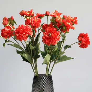 Lan Kwai Fong Imitație De Flori 3 Furculita Bujor Flori Artificiale Plante Artificiale Flori Vegetație Verde De Nunta Decor Acasă