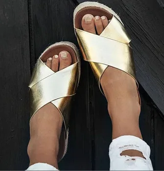 Peep Toe Solid Concis Pene De Slide-Uri De Femei Vara Med Cusut Papuci De Afară, Platforma De Plaja Slip-On Doamnelor Pantofi De Cânepă