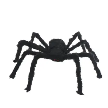Elemente De Recuzită De Halloween Naturale Agățat De Decorare Curte În Aer Liber Layout Jucării De Pluș Realiste Uriaș Păianjen Negru