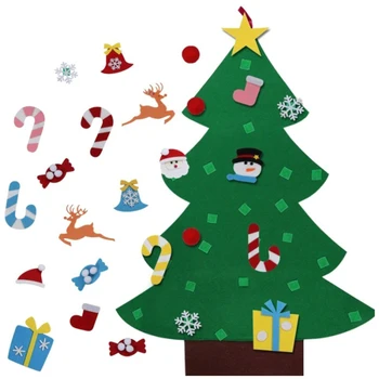 DIY Simțit Pomul de Crăciun Perete Pom de Crăciun Agățat Frânghie copii Mici Copii Simțit Pom de Crăciun Pandantiv Decor de Crăciun