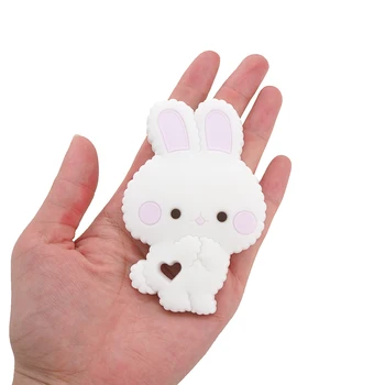 Chenkai 10BUC BPA Gratuit Silicon Iepure Adult Drăguț Animal Catrtoon Bunny jucării Teether Pentru DIY Nursing Suzeta Clip Suzeta Lant
