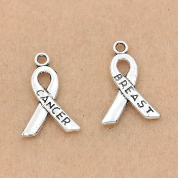KJjewel Breast Cancer Ribbon Farmec se potrivesc Pandantiv Brățară Colier Placate cu Argint Antic Bijuterii DIY Accesorii pentru fabricarea 23*16mm