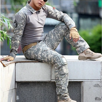 Tactice de Camuflaj Uniforma Multicam Luptă Camasa Barbati Militar în aer liber Vânătoare Costum Set Armatei SUA Tricou + Pantaloni Genunchi si Cot Tampoane