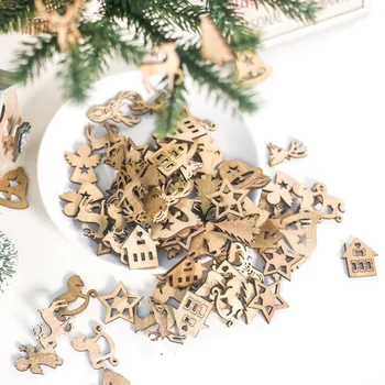 100BUC DIY Neterminate din Lemn Decupaj Decor de Crăciun Ornamente Ornamente Art Craft