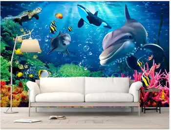 Foto personalizat tapet, picturi murale 3d tapet pentru pereți 3 d Underwater world dolphin TV de perete de fundal pictura decorativa
