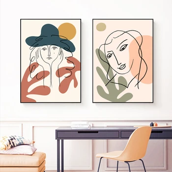 Moderne, postere, fata artistice imprimate cu linii, panza, pictura in ulei, Nordic artă murală și decorațiuni interioare