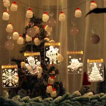 Craciun cu LED-uri Șir Lumina Pom de Crăciun Moș crăciun Clopote om de Zăpadă Fulg de nea Zână Perdea de Lumini Agățat Acasă Festival Ornamente Lampa
