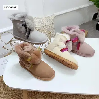 2019 China brand de pantofi pentru femei, real, piele de oaie, lână naturală, de înaltă calitate dantela pentru femei cizme de zăpadă, livrare gratuita
